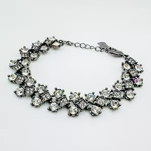 AGATHA PARIS Black Tone Crystal Bracelet Diamante Sparkly Art Deco Flapper - Picture 1 of 10