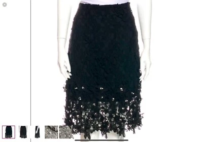 Falda Zac Zac Posen Negra Adornada con Flores Cristales Talla 4 Foto 1 de 4