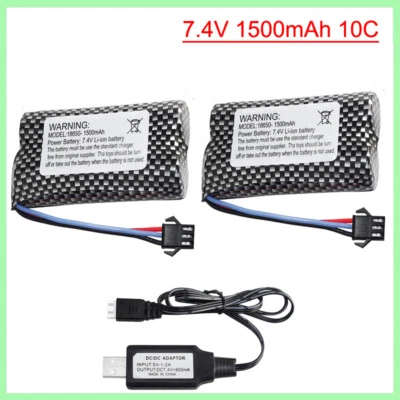 2Pcs 7.4V 1500mAh Battery for RC Twisting Car Gesture Climbing Deformation Car - Image 1 of 4