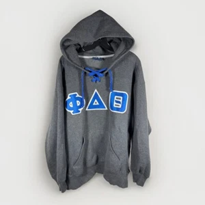 VTG ΦΔΘ Phi Delta Theta Hockey Style Pullover Hoodie Sweatshirt Size Large, Grey - Picture 1 of 10