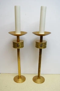 + Pair of Acolyte Processional Candlesticks with Bases + chalice co. (CU905) - Picture 1 of 8