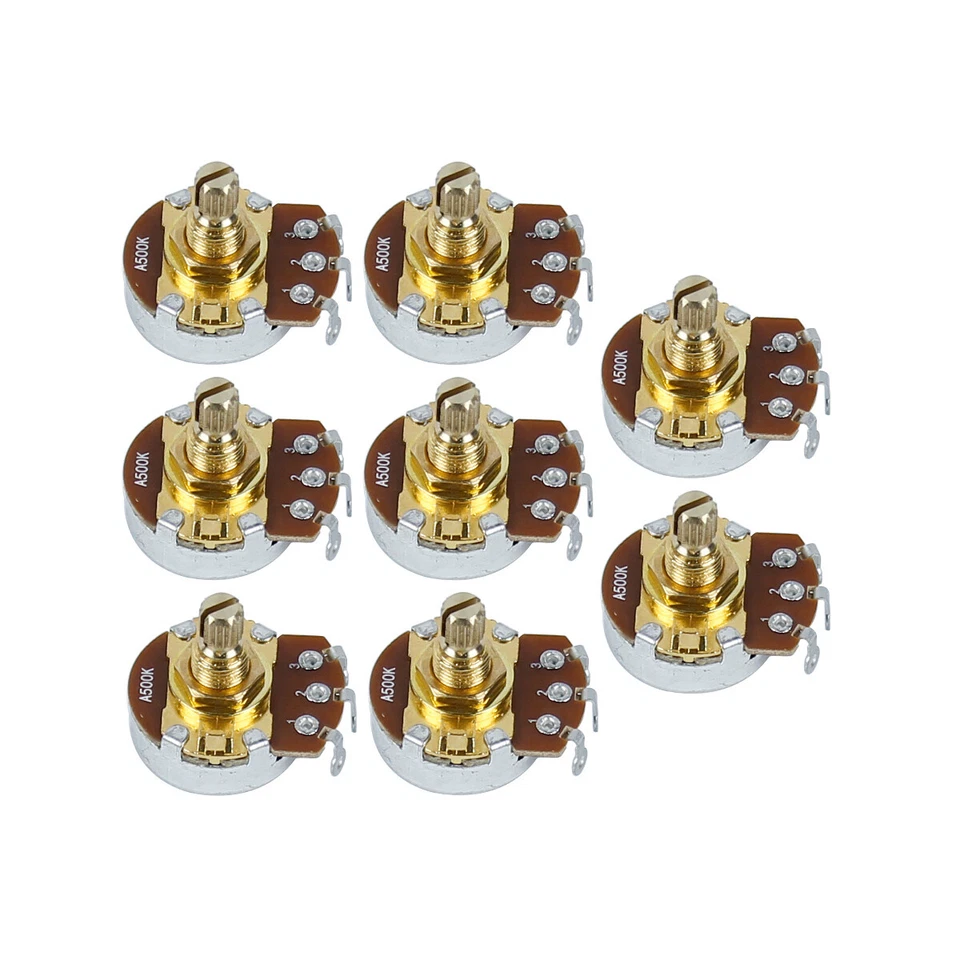 Fleer 8 Stück A500K Bassgitarre große Potentiometer Potis Audio Kupfer kurzer Schaft - Bild 1 von 4
