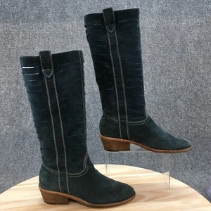 Boutique 9 Boots Womens 7M Shana Cut Out Tall Western Cowgirl Green Blue Leather - Picture 1 of 19