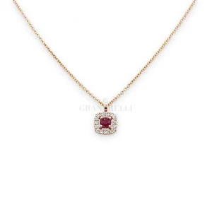 Girocollo Rubino e Diamanti in Oro Rosa - Bild 1 von 1