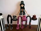 HAND KNITTED BARBIE DOLLS HAT AND SCARF WINTER SPARKLE SETS.