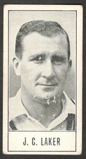 CRICKET TRADE CARD Barratt & Co 1957 Test Cricketers Series B J C LAKER