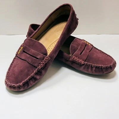 LRL Ralph Lauren Belen Suede Leather Penny Loafers Eggplant Driving Shoes 7.5 B - Image 1 of 4