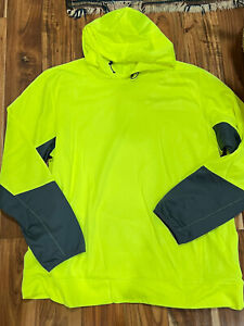 REEBOK MEN ATHLETIC SWEATER NEON YELLOW SUZE 2 XL PULLOVER HOODIE GUC