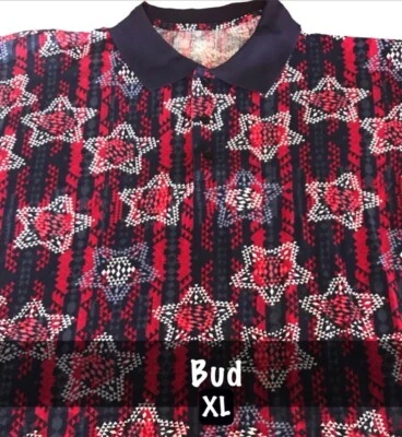 New Lularoe Bud Polo Mens Americana XL Navy, Blue, Red, White Tribal Stars - Image 1 of 2