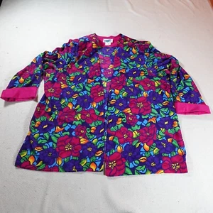 Vintage Sg Sport Jacket 3X Womens Hippie Boho Floral Psychedelic Disco Open Top - Picture 1 of 15