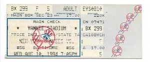 NEW YORK YANKEES vs Baltimore Orioles Ticket Stub 8/10/1994 Cal Ripken Jr 3 Hits - Picture 1 of 2