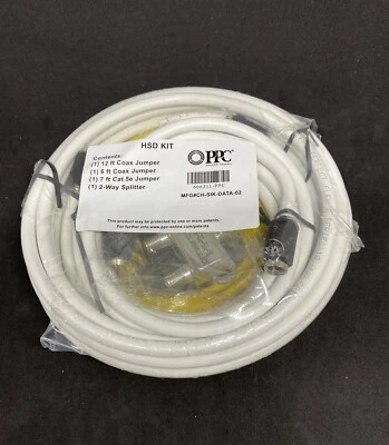 HSD Kit (1)12ft & (1)6ft Coax Jumpers (1)7ft Cat 5e Jumper (1)2 wayspliter - Image 1 of 2