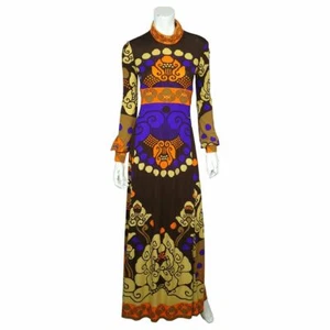 Vintage Leonard Fashion Paris 1970s Silk Jersey Dress Mod Print Size Medium - Picture 1 of 8