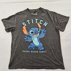 Stitch Ohana Means Family Disney Gray Short Sleeve Cotton Blend T-Shirt Youth L - Picture 1 of 7