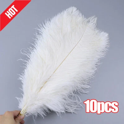 10x Christmas Large Ostrich Feathers Plume Decor Party Craft Decorations 25-30cm