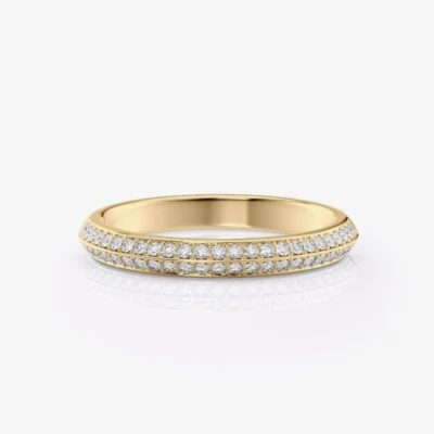 Engagement Band 18K Yellow Gold 0.40 Ct Lab Created Round Cut Diamond 3.0 MM - Image 1 of 4
