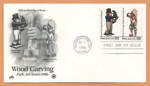 US 1986 V.F. FDC The Postal Commemorative Society "Wood Carving Folk Art Series" - Picture 1 of 1
