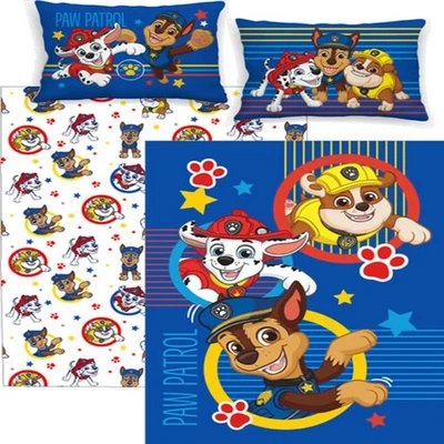 4 Pc Paw Patrol Kids Bedding Sheet Set - Reversible Comforter Twin Bed in Bag - Image 1 of 4