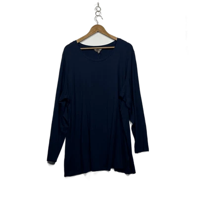 New Belle Curve Womens Blue Crew Neck Basic Long Sleeve T-Shirt Size 22 Plus - image 1 of 4