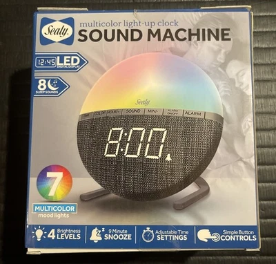Sealy Led Fabric Wake-Up Clock & Sound Machine With Night Light New SN-112 - Image 1 of 4