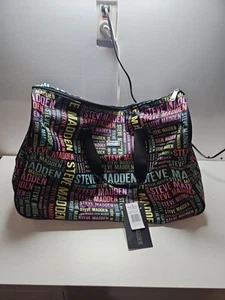 Steve Madden Rueda Lona Arco Iris Logo Negro - Totalmente Nuevo con Etiquetas - Imagen 1 de 13