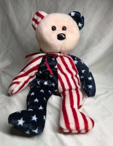 Selten Ty Beanie Baby Spangle rosa Gesicht Bär Vintage Sammlerstück Spielzeug mit Etikett  - Bild 1 von 4