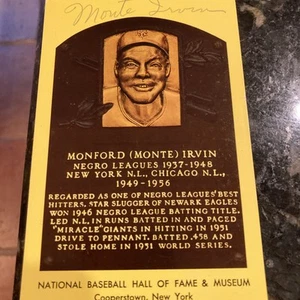 Monte Irvin Autographed Hall of Fame HOF Plaque Postcard - Picture 1 of 2