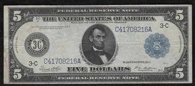 1914 $5 Federal Reserve Note "VF++" - Image 1 of 2