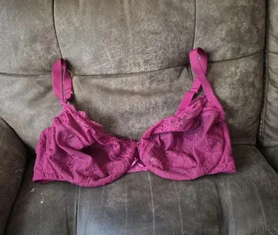 Cacique Lane Bryant Unlined Demi Bra Pink Size 44DD Lace Balconette - Image 1 of 4