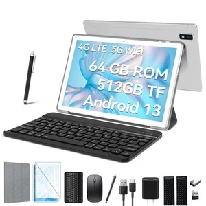 Newest 2025 Android 13 Tablet 10.1 Inch Dual 4G Cellular Tablets with Silver - Picture 1 of 7