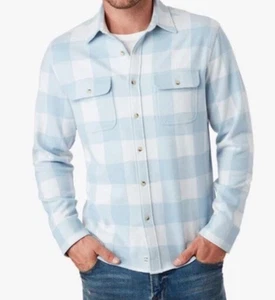 FAIR HARBOR Dunewood camicia ultra elasticizzata uomo grande blu a quadri bottoni casual - Foto 1 di 12