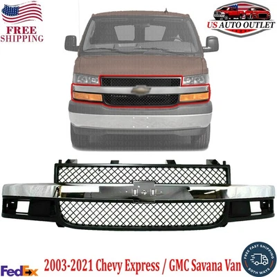 NEW Front Grille Assembly For 2003-2021 Chevy Express / GMC Savana Van - Image 1 of 4