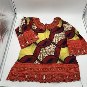 Abbigliamento cerato NIGERIAN AFRICAN gonna avvolgente e camicetta * BOHO * rosso * arancione * giallo - Foto 1 di 8