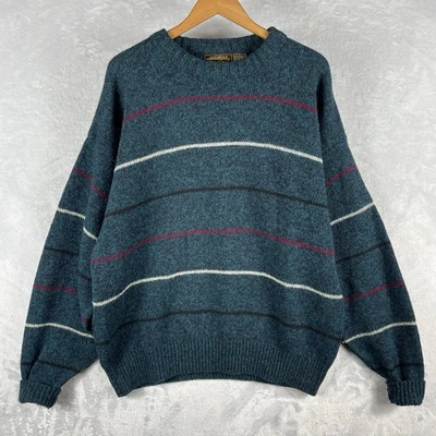 Eddie Bauer Vintage 90s Striped Wool Sweater Mens XL made in USA Multicolor - Image 1 of 4