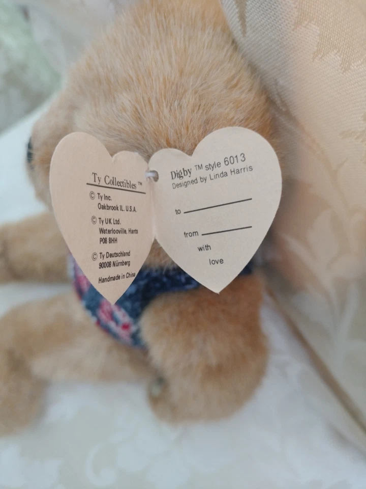 Colección Ty Attic Treasures, Digby, patas articuladas posables, estilo 6013. Etiqueta 1993 Foto 1 de 4