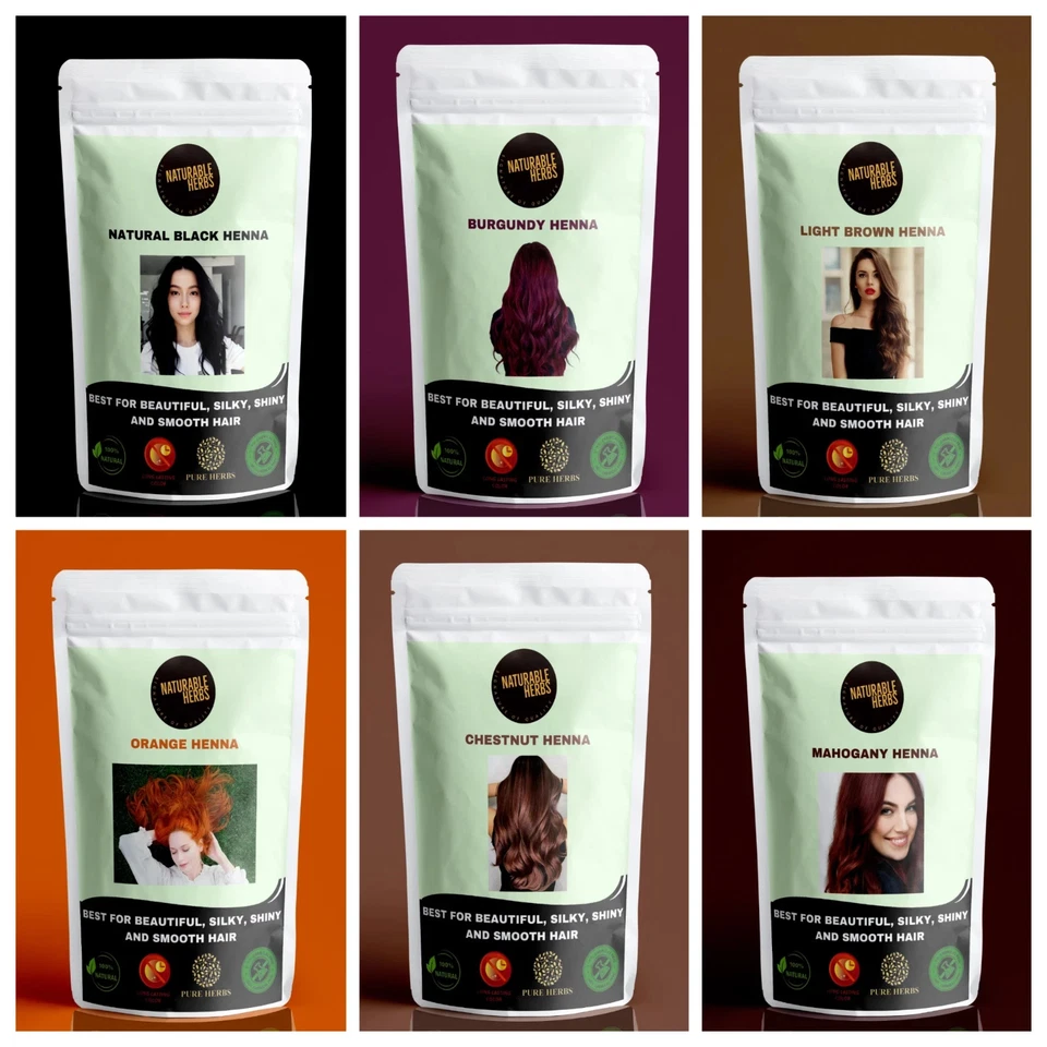 Color de cabello de henna - Tinte de cabello de henna 100 % orgánico y libre de químicos orgánico natural Foto 1 de 4