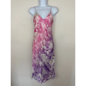 Cami NYC Silk Tie-Dye Slip Dress XS Pink Purple Midi 100% Silk Spaghetti Strap - Picture 1 of 7