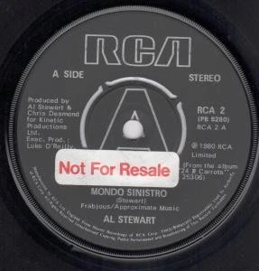 Al Stewart Mondo Sinistro 7" vinyl UK Rca 1980 Promo stickered label b/w merlin' - Image 1 of 1