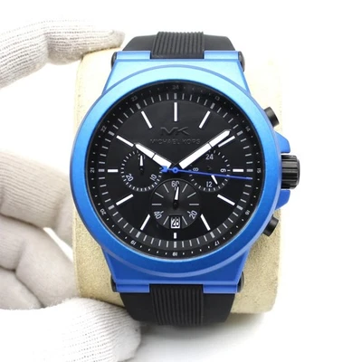 Reloj para hombre Michael Kors Dylan azul acero esfera negra correa de goma MK8761 Foto 1 de 2