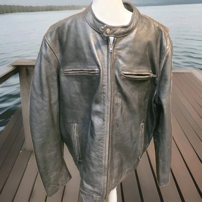 Wilsons Leather Mens XXL Motorcycle Bomber Jacket Moto Brown Biker Coat - Image 1 of 4