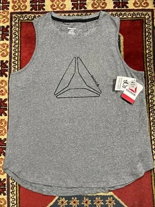 NWT Reebok Womens Evolution Black Heather Tank Shirt Sz Large New - Picture 1 of 6
