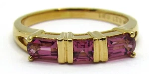 18 Karat Gelbgold Ring 3 Steine Rhodolith Traube Granat Edelstein Nachlass Größe 6,5 - Bild 1 von 9