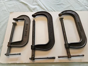 3 Schwerlast Schraubzwingen. 2 Markenlos 1480-8" & 1 Craftsman 6 1/2" - Bild 1 von 8