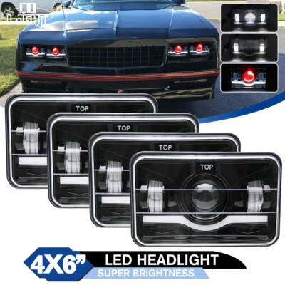 Fit Chevrolet Monte Carlo SS 1980-1988 4PCS 4x6" inch LED Headlights Hi-Lo Beam - Image 1 of 4