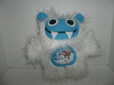 white sparkly abominable snowman yeti monster plush with sloth belly 