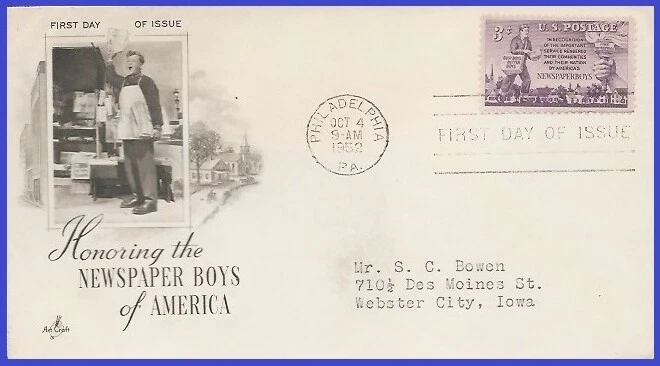 USA5 #1015 ADDR ARTCRAFT FDC   Newspaper Boys - Image 1 of 1