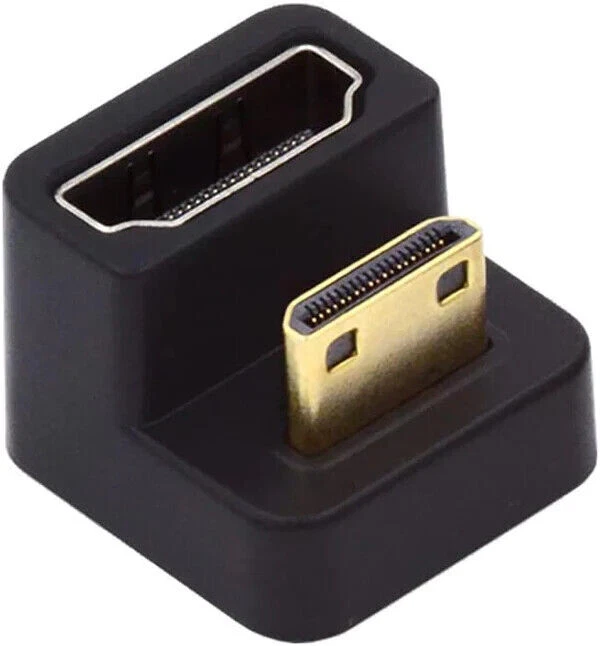 Mini HDMI 1.4 Male to HDMI Female Extension Adapter Converter Down-Angle - Image 1 of 4