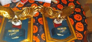 VTG (2) Michelob Light Beer LIGHTED SIGNS (Flying Golden Eagle Mirrors) Lot   - Picture 1 of 7