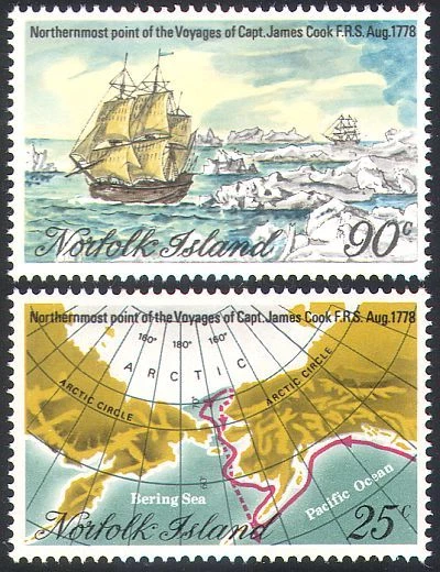 Norfolk Is 1978 Captain Cook/Ships/Sailing/Maps/Nautical/Transport 2v set n41636 - Image 1 of 1