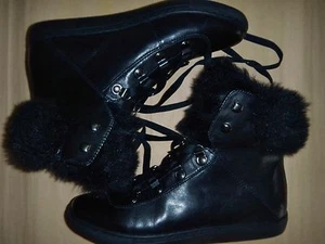 POUR LA VICTOIRE, LEDER HOHE OBERTEILE mit KUNSTFELLBESATZ, US-GRÖSSE 8M, NEU - Bild 1 von 12